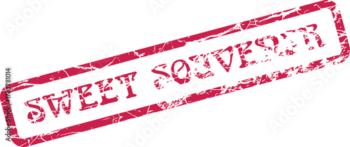 Authentic red grunge stamp featuring the words Sweet Souvenir for cherished memories and mementos