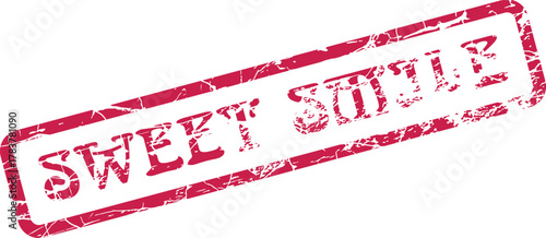 Authentic red grunge stamp featuring the words Sweet Smile conveying happiness and positive emotions