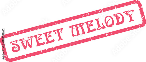 Red textured stamp displaying the sweet melody phrase for music and sound themes