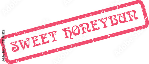 Sweet Honeybun Phrase in a Distressed Pink Rubber Stamp Impression Design