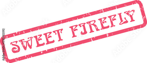 Sweet Firefly message in a textured red stamp style evoking magical natural wonder and delicate charm