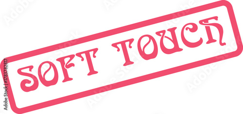 Stylish Soft Touch lettering within a rectangular worn seal impression for gentle branding