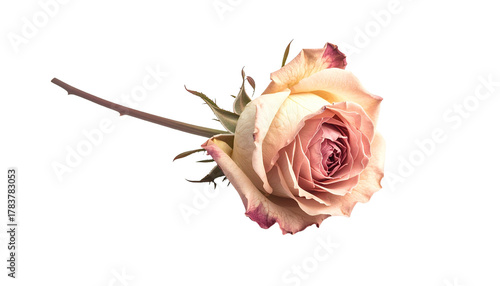 Delicate pink rose with subtle hints of cream and blush petals, perfect for romantic designs