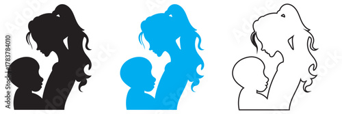 Mother with a baby vector icon. Mother's day icon. Mother holding her little baby. EPS 10