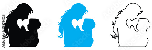 Mother with a baby vector icon. Mother's day icon. Mother holding her little baby. EPS 10