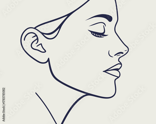 Minimalist line art of a woman s profile with closed eyes