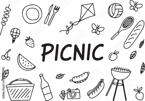 Picnic Adventure Outing Handdrawn Sketches Icons Leisure Outdoor Leisure Theme