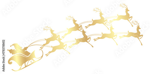 Golden christmas santa claus sled