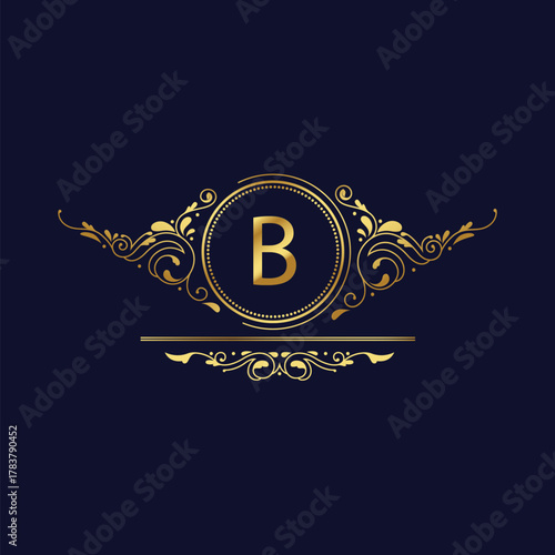 Minimal Black and Gold Single Initial Logo