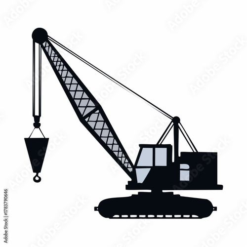 Silhouette Dragline Excavator Mining Crane with Extended Boom and Bucket