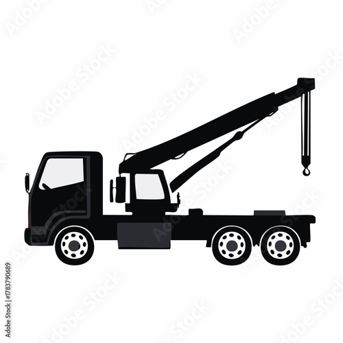 Side View Truck Mounted Crane Icon with Folded Boom Silhouette for Industrial Use