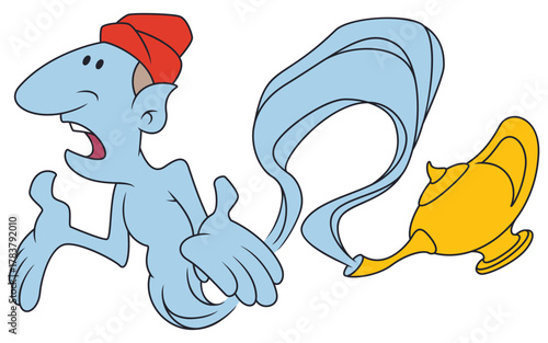 Genie from lamp. Funny people.