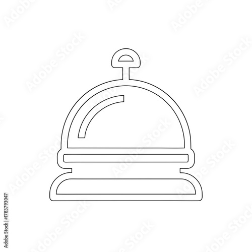 Service bell line icon, hotel reception symbol, call button outline, customer support pictogram, isolated graphic element
