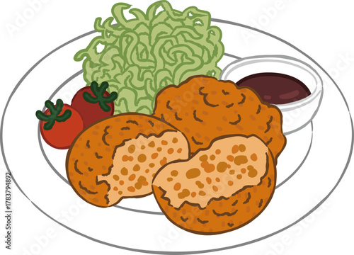 Japanese korokke croquette vector illustration