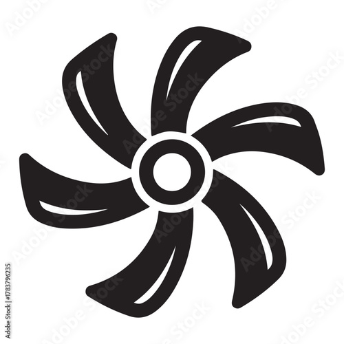 Black Silhouette Icon Of A Six Blade Fan Rotor fan blades propeller