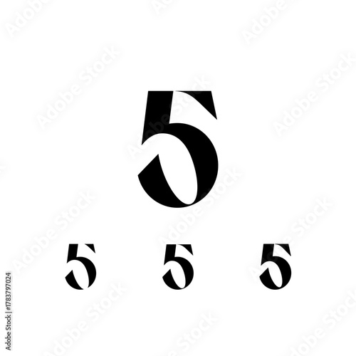 Exquisite Number 5, decorative posh numeral, vector illustration 10EPS