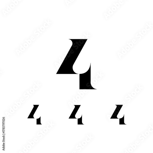 Exquisite Number 4, decorative posh numeral, vector illustration 10EPS