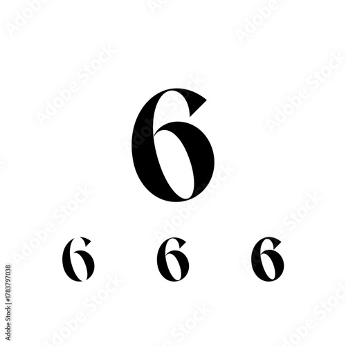 Exquisite Number 6, decorative posh numeral, vector illustration 10EPS