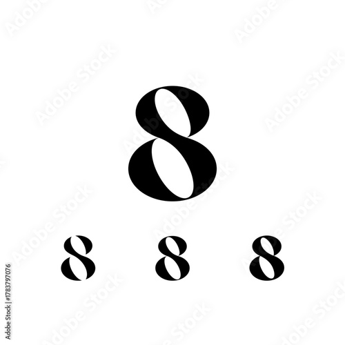 Exquisite Number 8, decorative posh numeral, vector illustration 10EPS