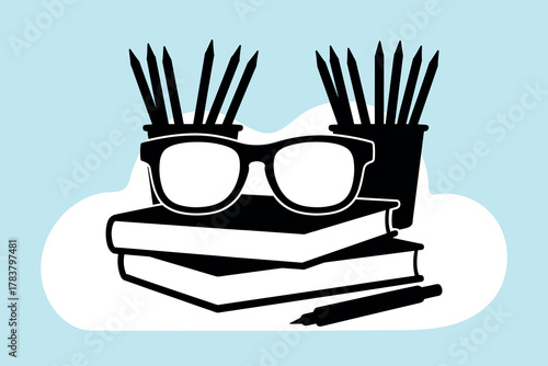 Pencil Holder and Book Silhouette