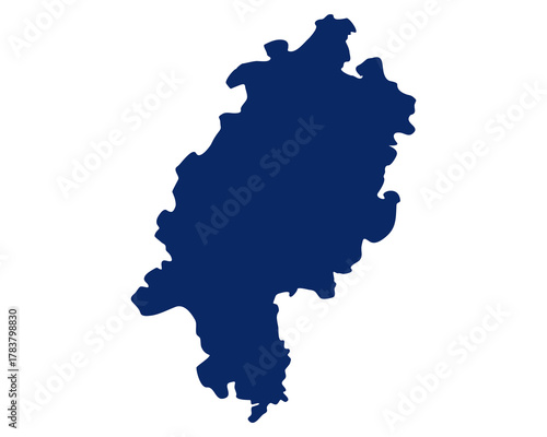 Karte von Hessen in blauer Farbe