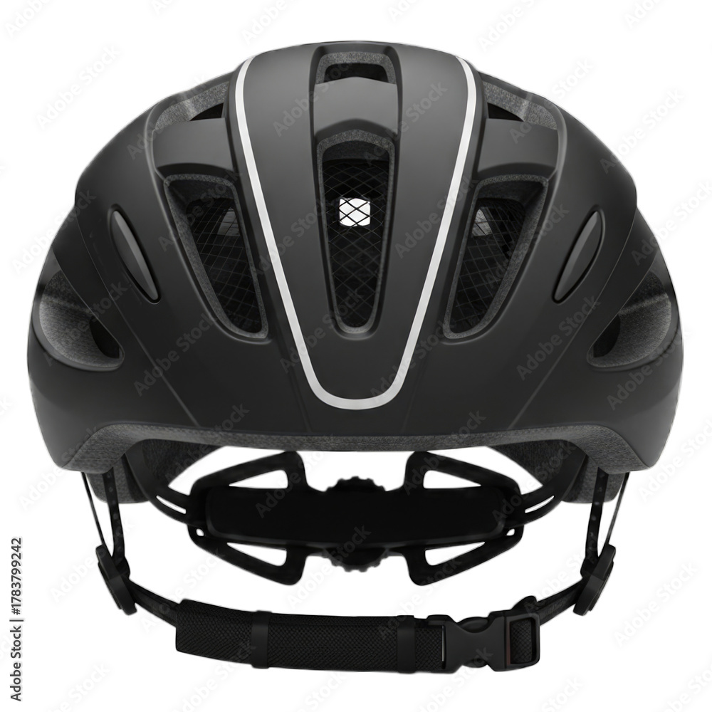 Fototapeta premium Black bicycle helmet with white stripe detail cycling