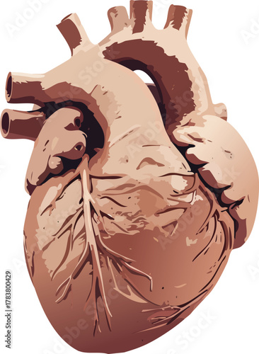 Digital Hand Sculpting a Clay Human Heart, Minimalist Design Representing AI Creating Emotion