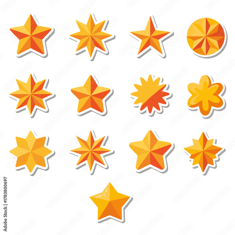Obraz premium Yellow star set ,set of vector stars, gradient star set