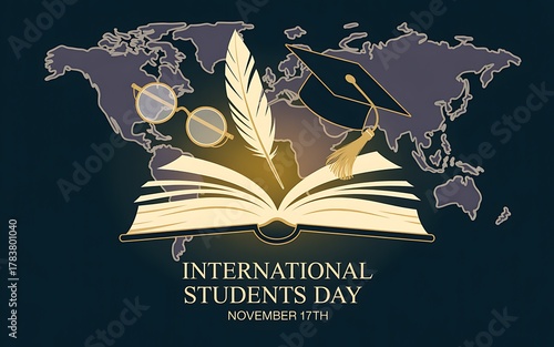 Celebrating international students day with an open book symbolizing global knowledge and education