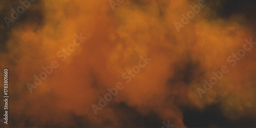 Brown texture. Orange powder explosion on black background. grunge and grainy abstract Flying through stormy brown clouds .