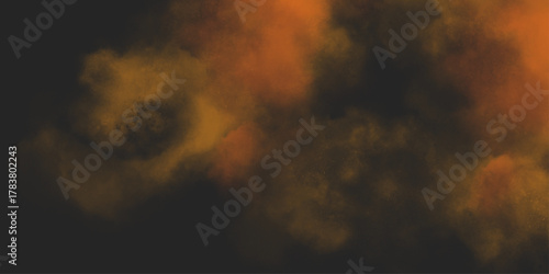Brown texture. Orange powder explosion on black background. grunge and grainy abstract Flying through stormy brown clouds .