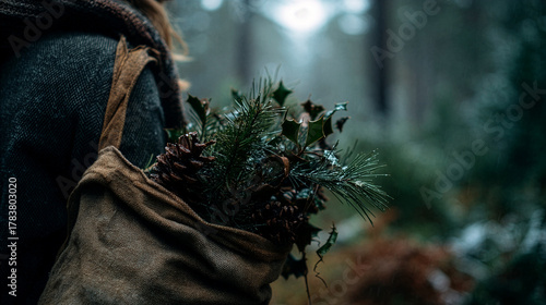 Holiday Foraging - Natural Decor in Tote Bag - Sustainable Celebration