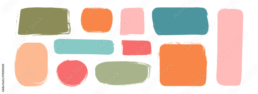 Naklejka premium Crayon shape text box, color brush frame, kid doodle square, rectangle. Chalk highlight scribble border, grunge texture speech block. Pastel banner isolated on white bg. Abstract vector illustration