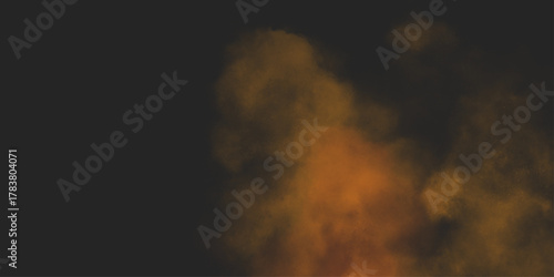 Brown texture. Orange powder explosion on black background. grunge and grainy abstract Flying through stormy brown clouds .