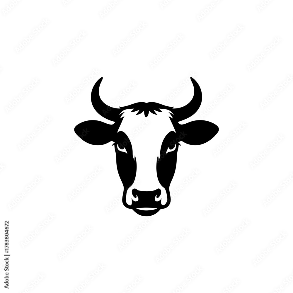Naklejka premium Vintage detailed bull head logo illustration icon