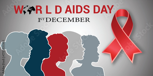 World AIDS Day Global Awareness and Solidarity with Red Ribbon Symbol
