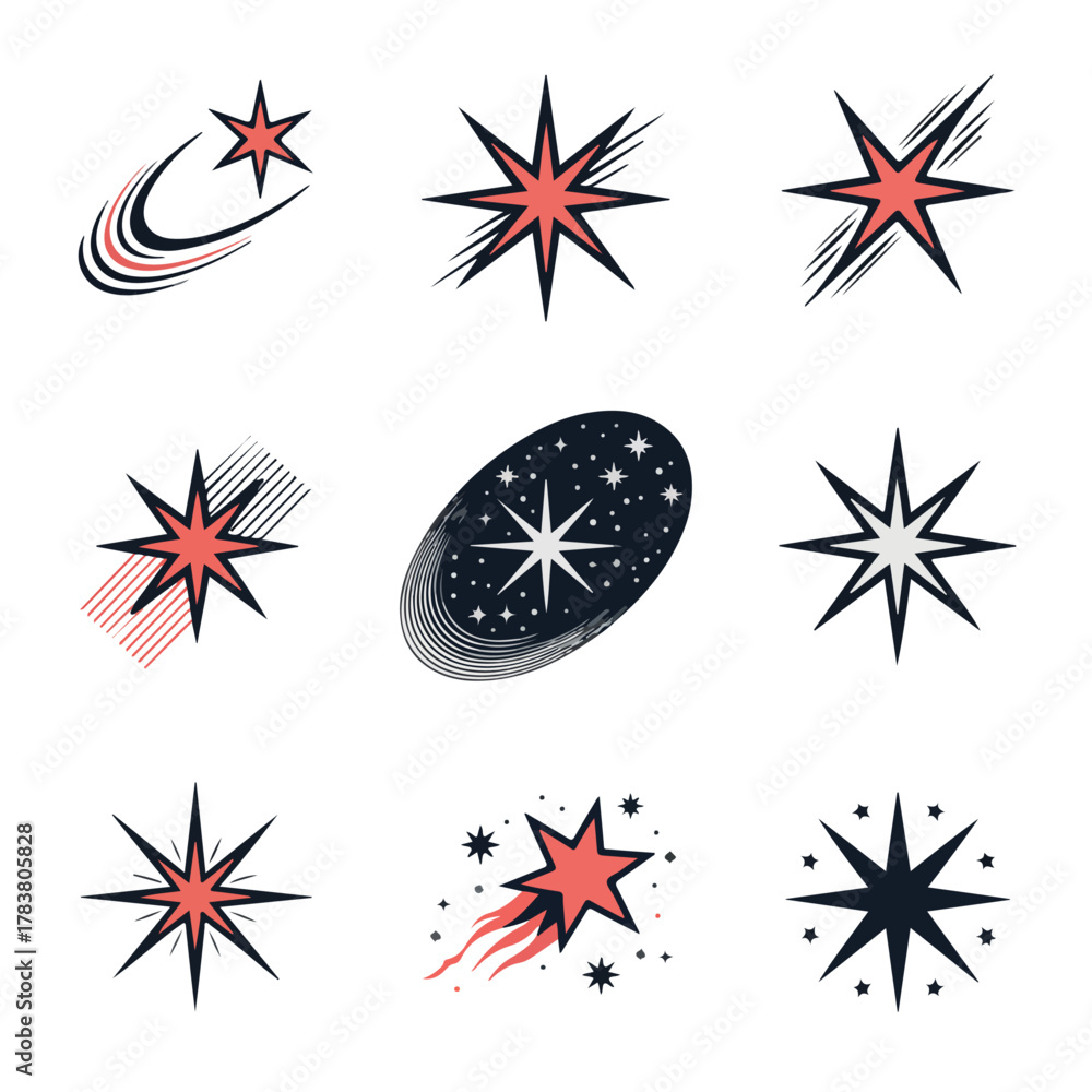 Fototapeta premium orange star set, unique style star set
