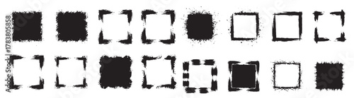 Set of black grunge-style frames and borders featuring distressed, worn, and rough textures. Perfect for creating vintage posters, flyers, album covers, scrapbook layouts, social media graphics