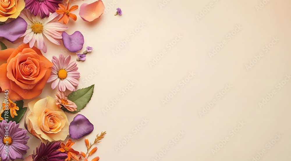 Naklejka premium Romantic Watercolor Floral Background for Invitations. 