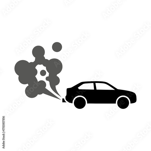 Car Emission Smoke Pollution Silhouette Vector Illustration