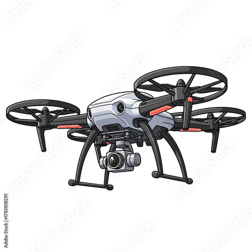 Modern Drone with Camera Quadcopter Technology Vector Illustration