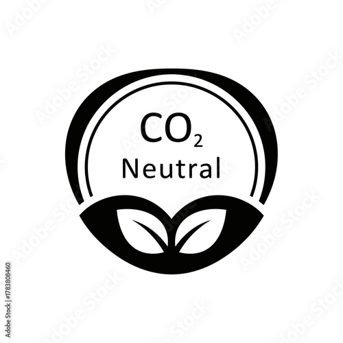 CO2 Neutral Eco Label with Leaf Symbol for Carbon Neutral Sustainability
