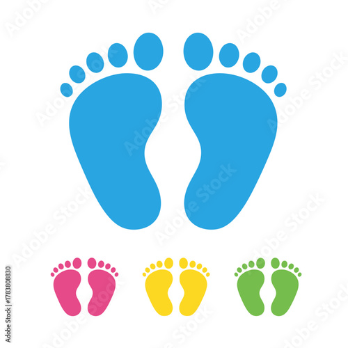 Colorful Baby Footprints Icon Flat Design Vector Illustration