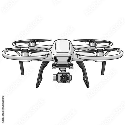 Modern Drone with Camera Quadcopter Technology Vector Illustration