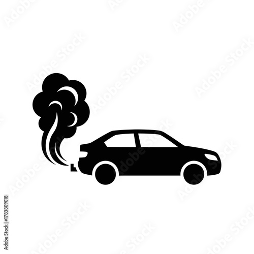 Car Emission Smoke Pollution Silhouette Vector Illustration