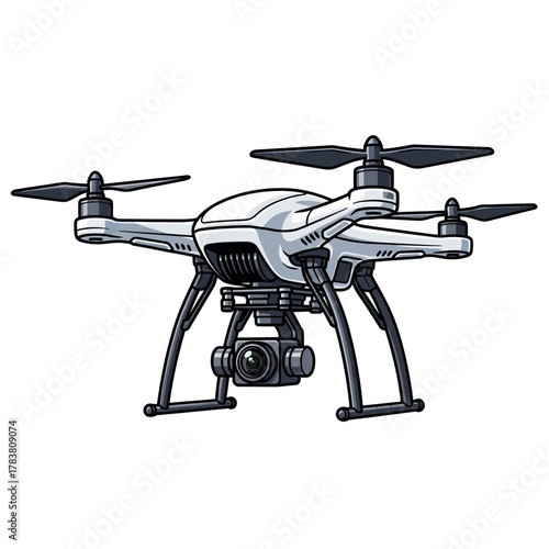 Modern Drone with Camera Quadcopter Technology Vector Illustration