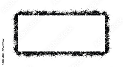 Vector illustration of rough black grunge border frame with a white rectangle in the center