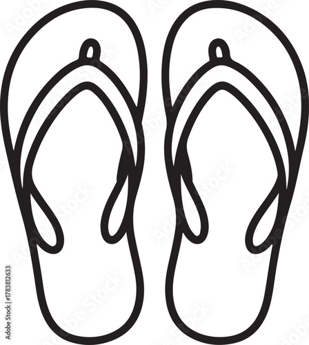 flip flops Line Art Illustration, Coloring Book Page Line Art Drawing