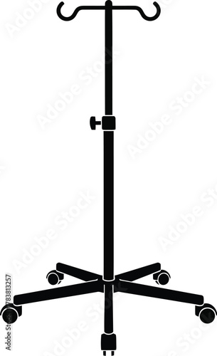 Medical intravenous drip stand vector illustration icon. Adjustable IV medical equipment for Hospital patient treatment care silhouette. 
