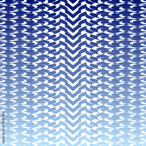 Chevron zig zag pattern. Abstract geometric texture. Blue white repeating Vector background. Knitted fabric illusion.